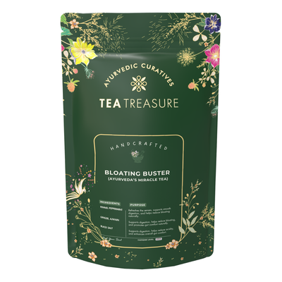 Treasure Bloating Buster Ayurveda's Miracle Tea | Supports Digestion & Gut Comfort | Helps Reduce Bloating Gas Acidity & Burping | Feel Light After Every Meal | Antioxidant Rich Natural Caffeine Free Herbal Tea | 100 gram Tea