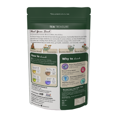 Treasure Bloating Buster Ayurveda's Miracle Tea | Supports Digestion & Gut Comfort | Helps Reduce Bloating Gas Acidity & Burping | Feel Light After Every Meal | Antioxidant Rich Natural Caffeine Free Herbal Tea | 100 gram Tea