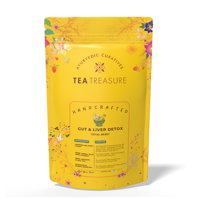 Tea Treasure Gut & Liver Detox Tea | Fatty Liver Support Ayurvedic Blend with Milk Thistle | Helps Liver Cleansing, Digestion, Metabolism & Toxin Flush | Natural Caffeine Free | 100 gram