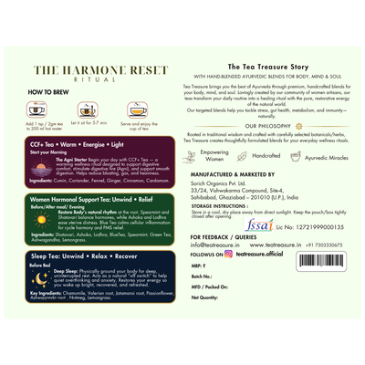 TeaTreasure Hormone Reset Ritual Kit – CCF & Sleep Herbal Tea Combo for Women | Hormonal Balance, Digestion & Deep Sleep Support | Ayurvedic, Caffeine-Free & Natural