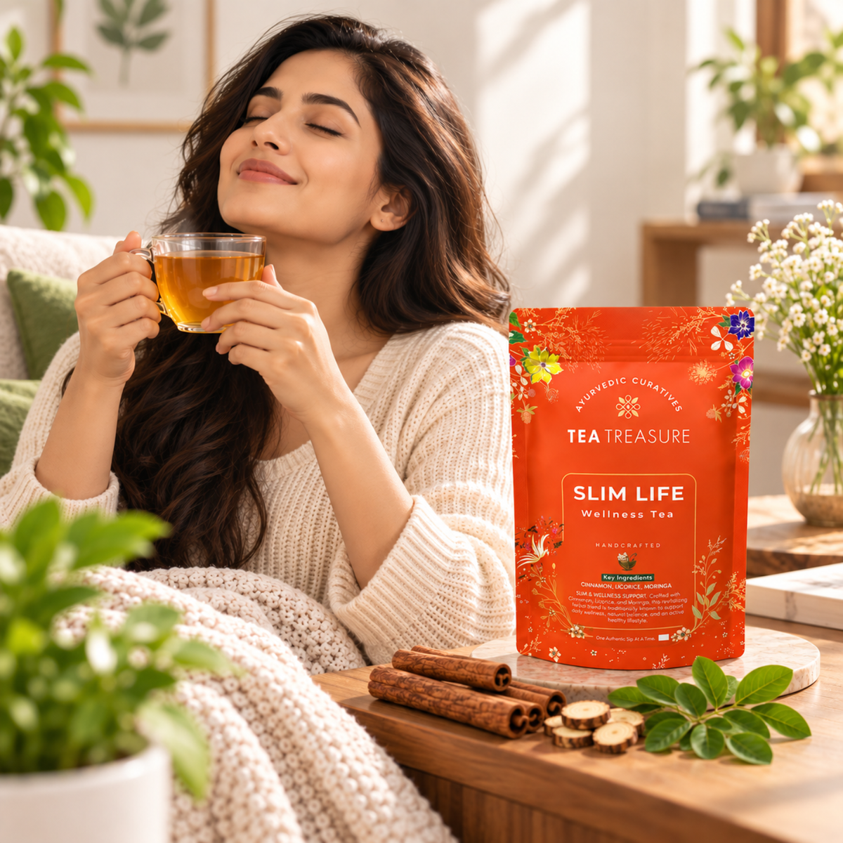 SlimLife Green Tea with Moringa & Cinnamon, 100g