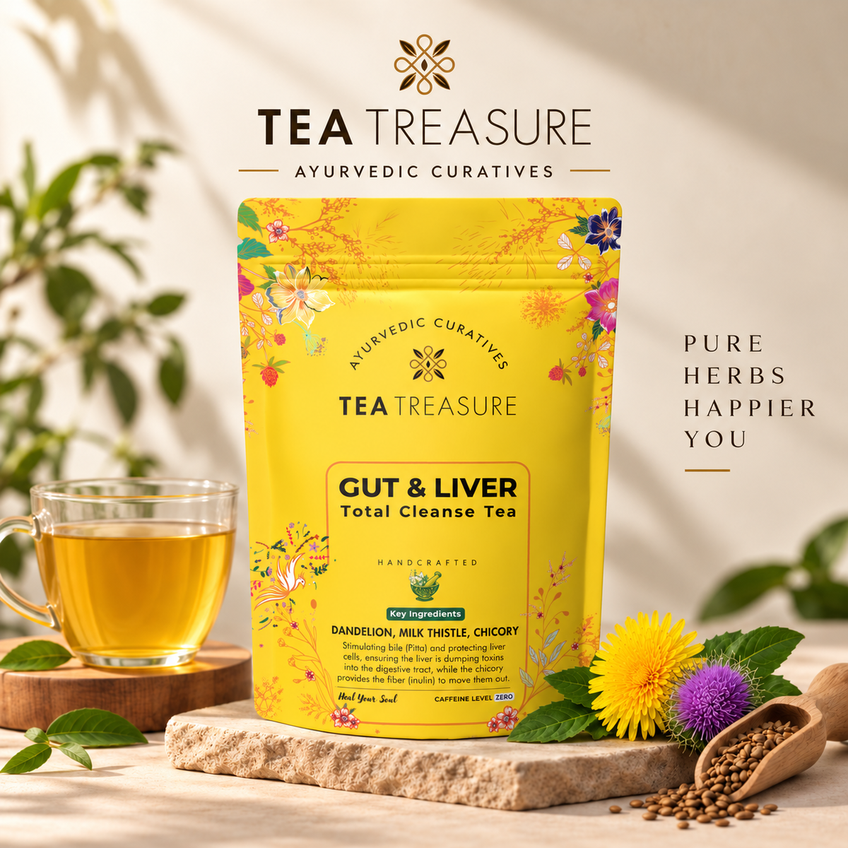 Gut & Liver Tea with Milk Thistle & Dandelion, 100g