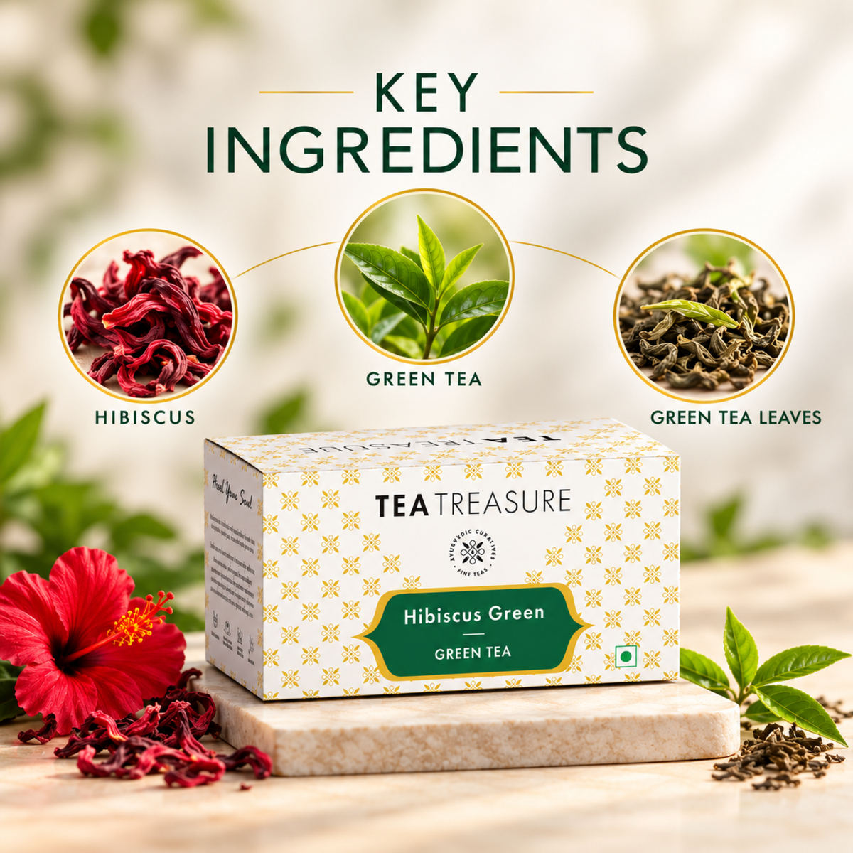 Hibiscus Green Tea, Pyramid Tea Bags