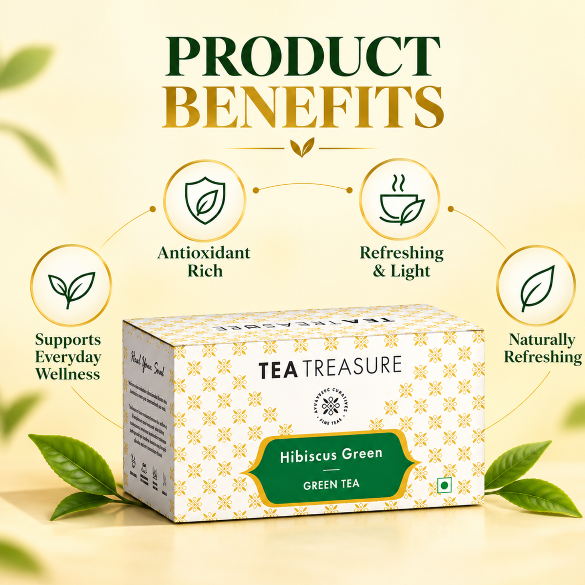 Hibiscus Green Tea, Pyramid Tea Bags