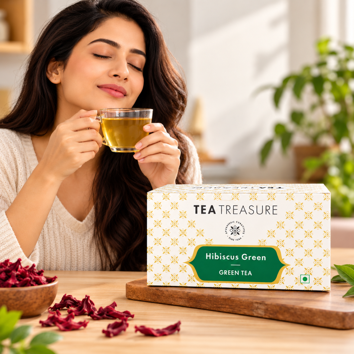 Hibiscus Green Tea, Pyramid Tea Bags
