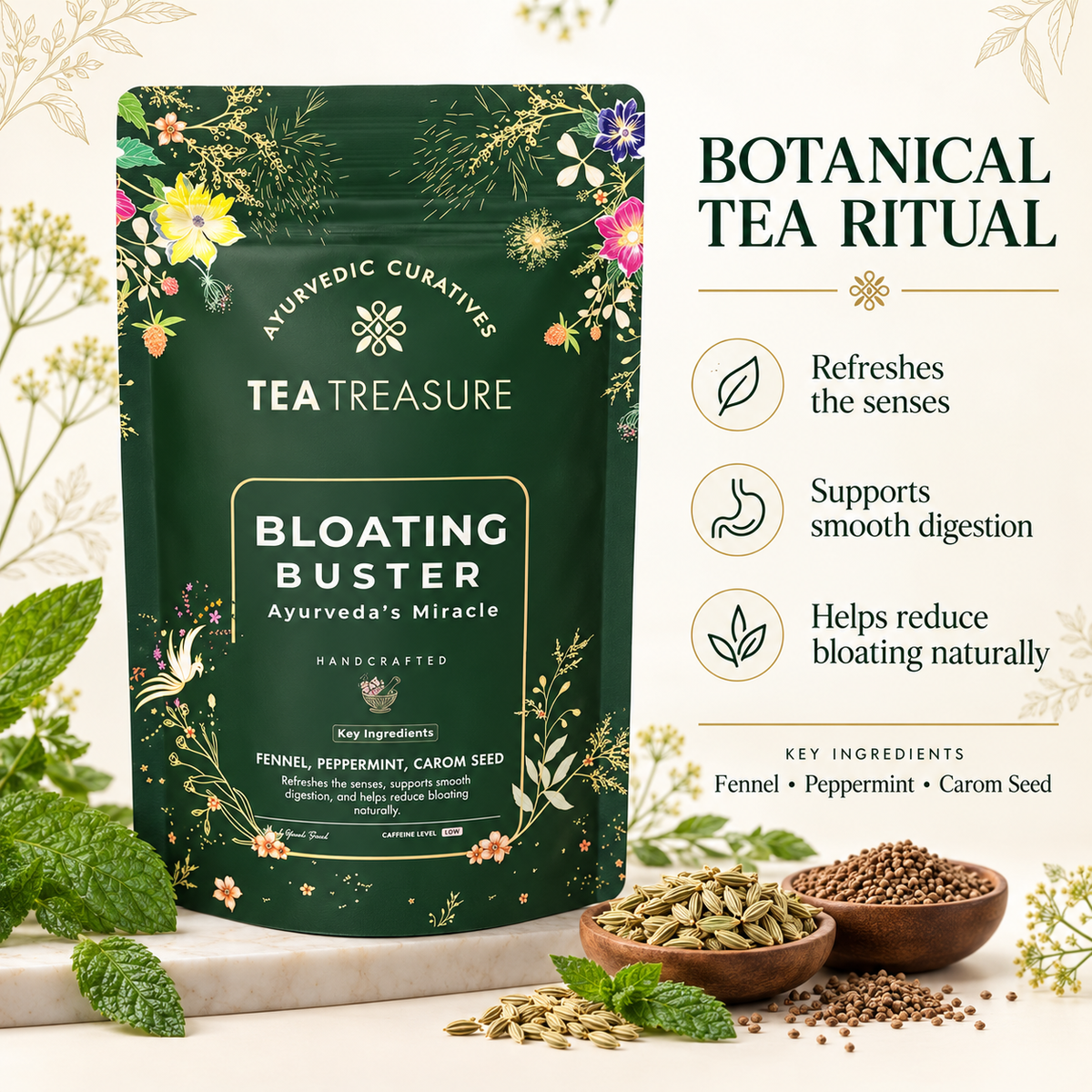 Bloating Buster tea with fennel and ajwain 100g by Tea Treasure, photo 4