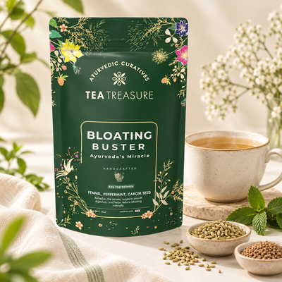 Treasure Bloating Buster Ayurveda's Miracle Tea | Supports Digestion & Gut Comfort | Helps Reduce Bloating Gas Acidity & Burping | Feel Light After Every Meal | Antioxidant Rich Natural Caffeine Free Herbal Tea | 100 gram Tea