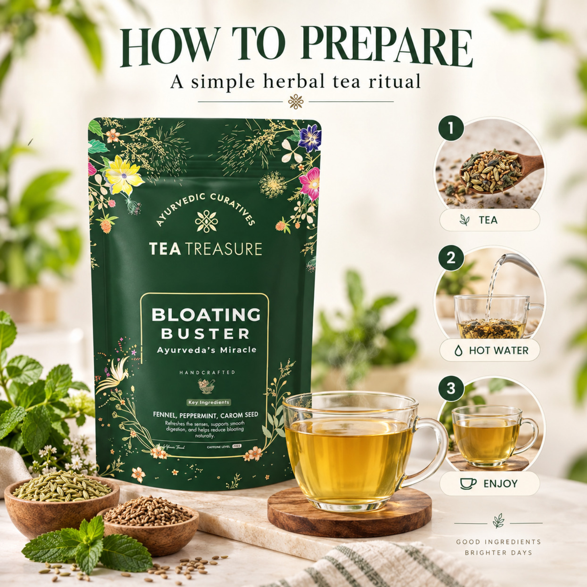 Bloating Buster Tea with Fennel, Ajwain & Peppermint, 100g