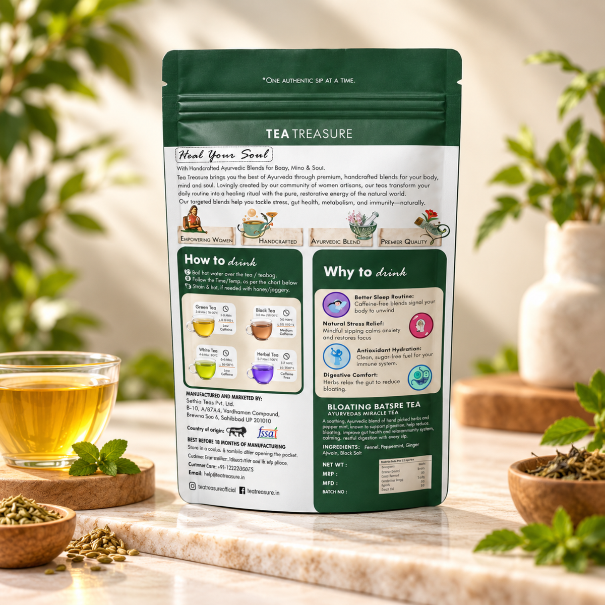Bloating Buster Tea with Fennel, Ajwain & Peppermint, 100g