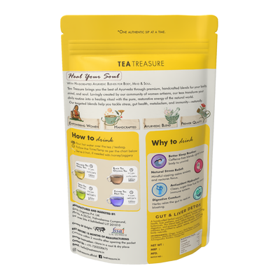 Tea Treasure Gut & Liver Detox Tea | Fatty Liver Support Ayurvedic Blend with Milk Thistle | Helps Liver Cleansing, Digestion, Metabolism & Toxin Flush | Natural Caffeine Free | 100 gram