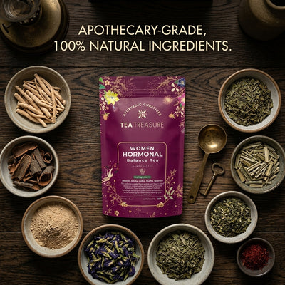 TEA TREASURE Women Hormonal Balance Herbal Tea, Caffeine-Free Handcrafted Ayurvedic Blend with Shatavari and Spearmint, Natural Wellness Infusion, 100 Gram