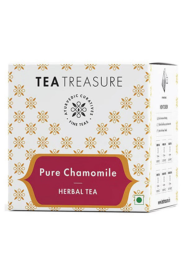 Pure chamomile tea pyramid tea bags by Tea Treasure