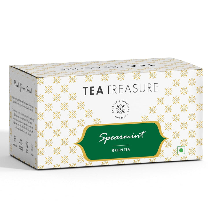Spearmint green tea pyramid tea bags by Tea Treasure